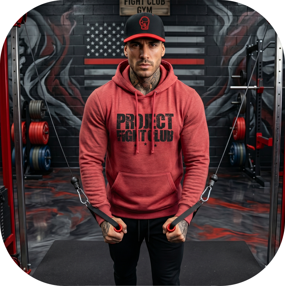 HEATHER RED MIDWEIGHT HOODIE - HONOR FIREFIGHTERS & EMTs