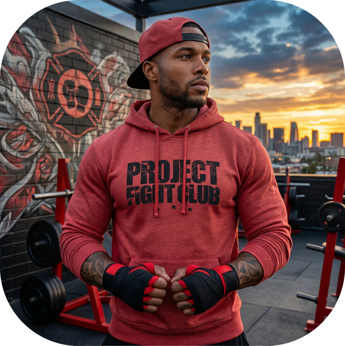 HEATHER RED MIDWEIGHT HOODIE - HONOR FIREFIGHTERS & EMTs