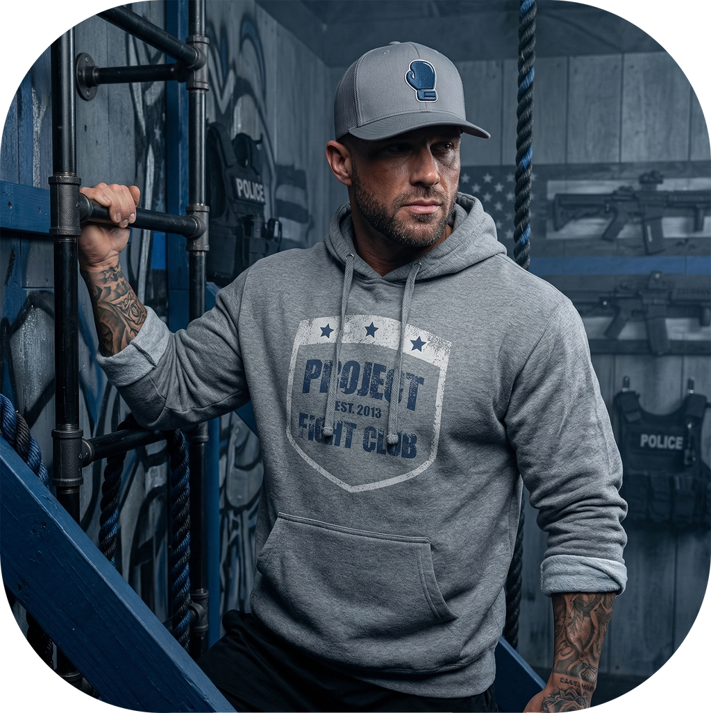 GUNMETAL MIDWEIGHT HOODIE - SUPPORT POLICE