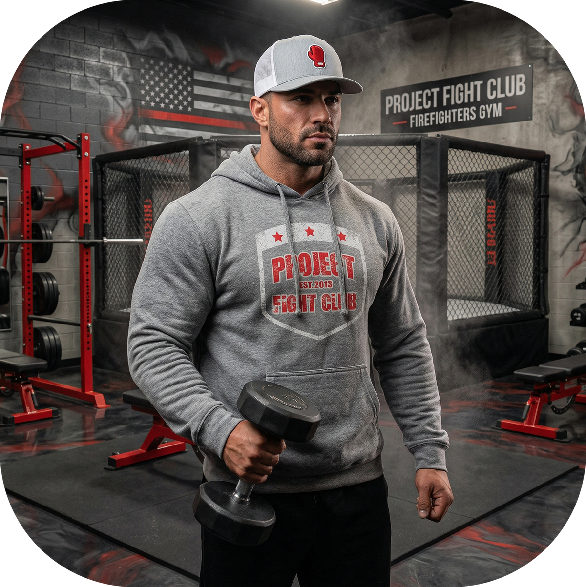 GREY MIDWEIGHT HOODIE - HONOR FIREFIGHTERS & EMTs