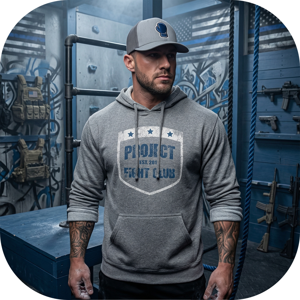 GUNMETAL MIDWEIGHT HOODIE - SUPPORT POLICE
