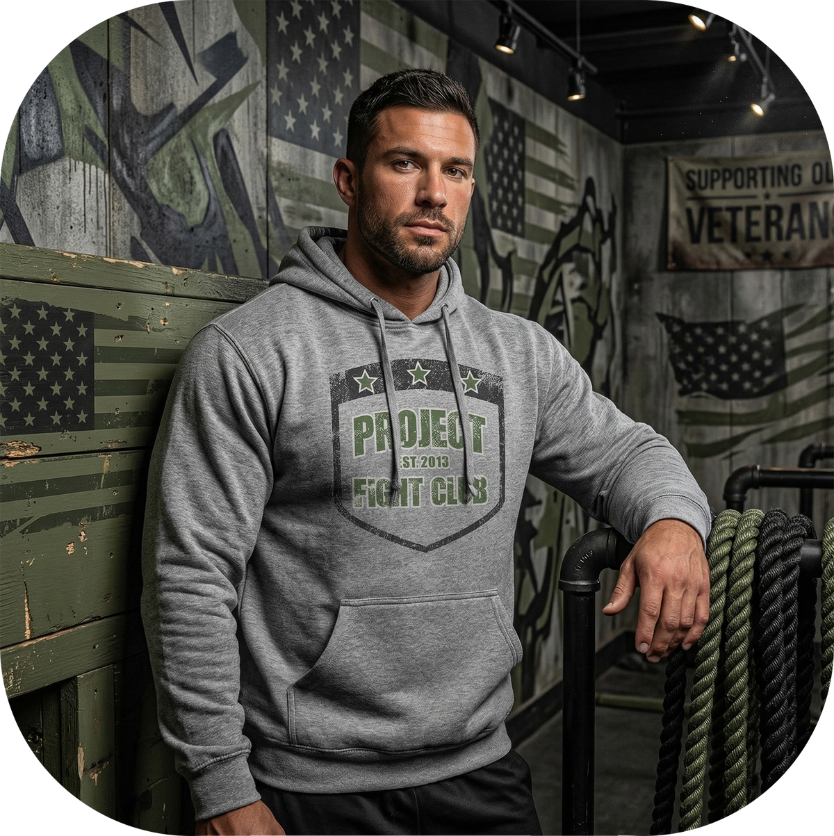 GREY MIDWEIGHT HOODIE - HONOR SOLDIERS & VETERANS