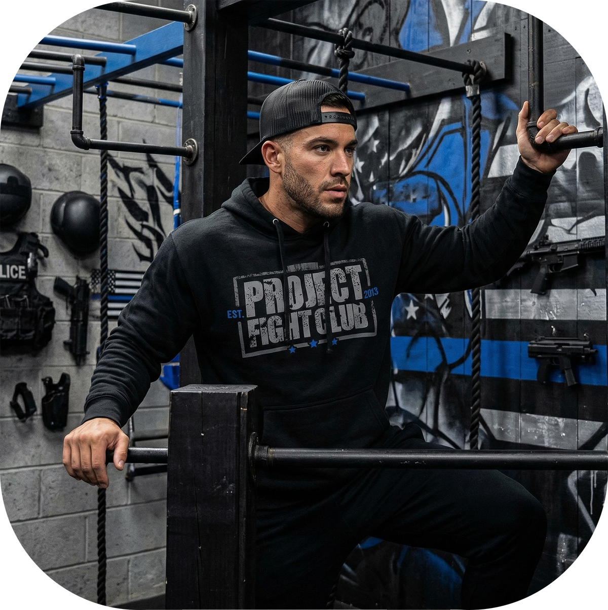 BLACK MIDWEIGHT HOODIE - SUPPORT POLICE