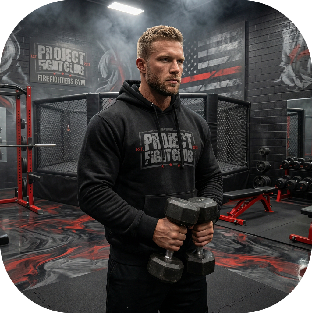 BLACK MIDWEIGHT HOODIE - HONOR FIREFIGHTERS & EMTs