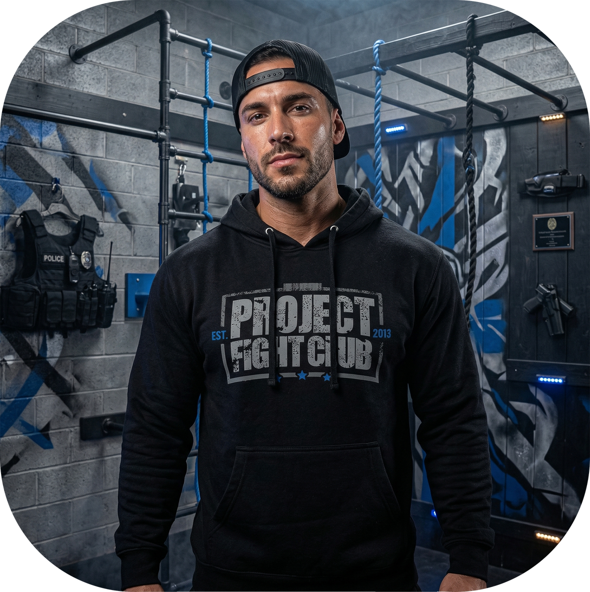 BLACK MIDWEIGHT HOODIE - SUPPORT POLICE