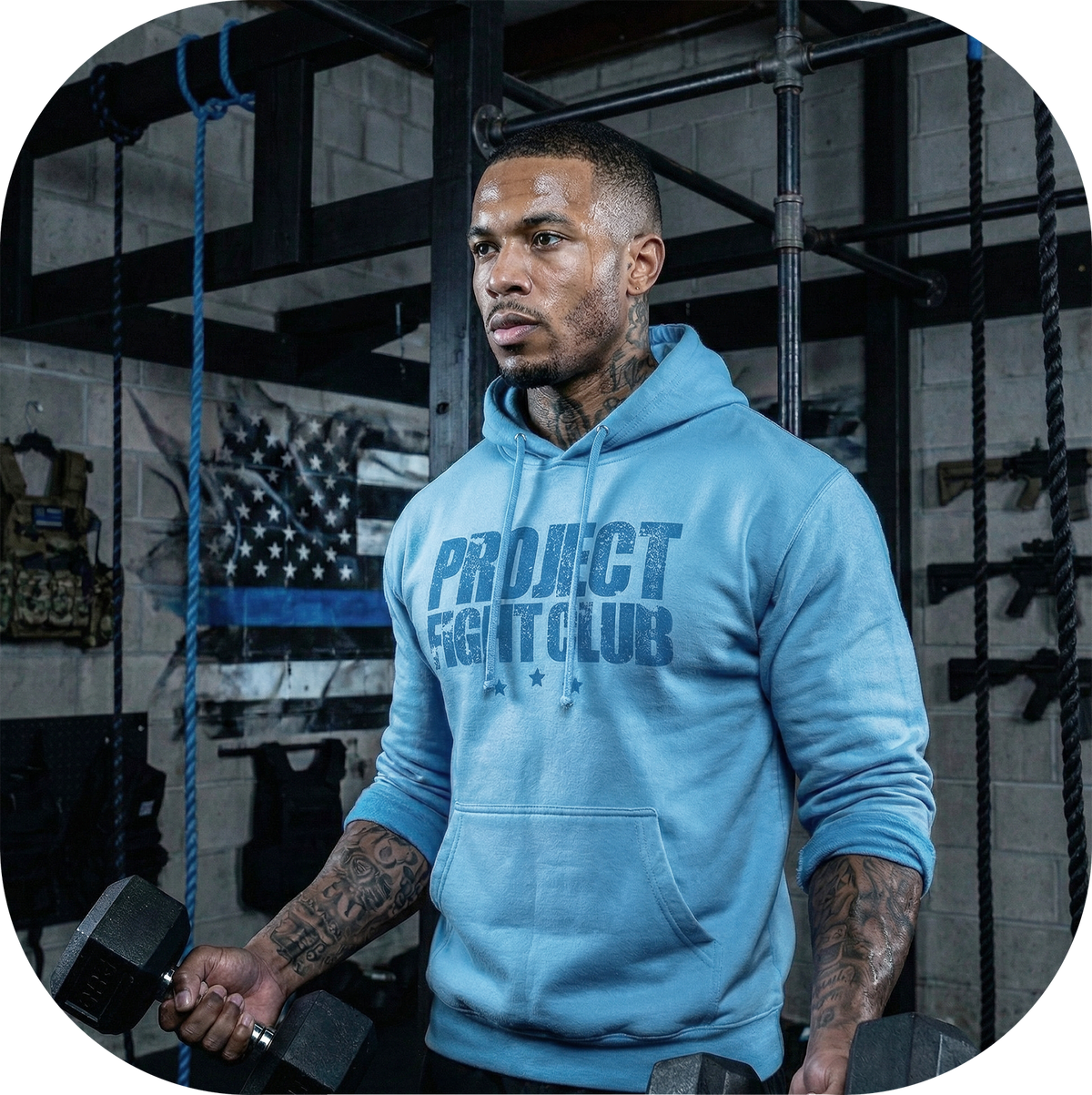 AQUA MIDWEIGHT HOODIE - SUPPORT POLICE