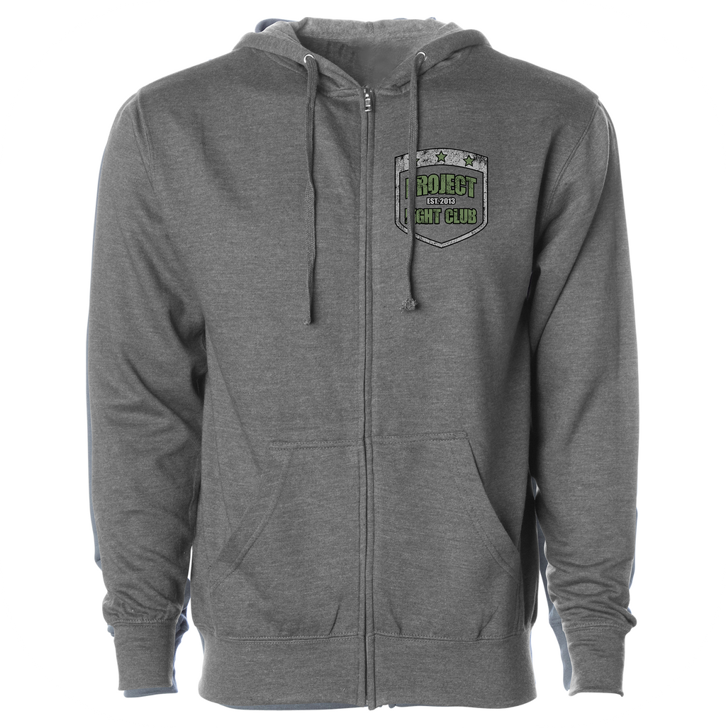 GUNMETAL MIDWEIGHT ZIP HOODIE - HONOR SOLDIERS & VETERANS
