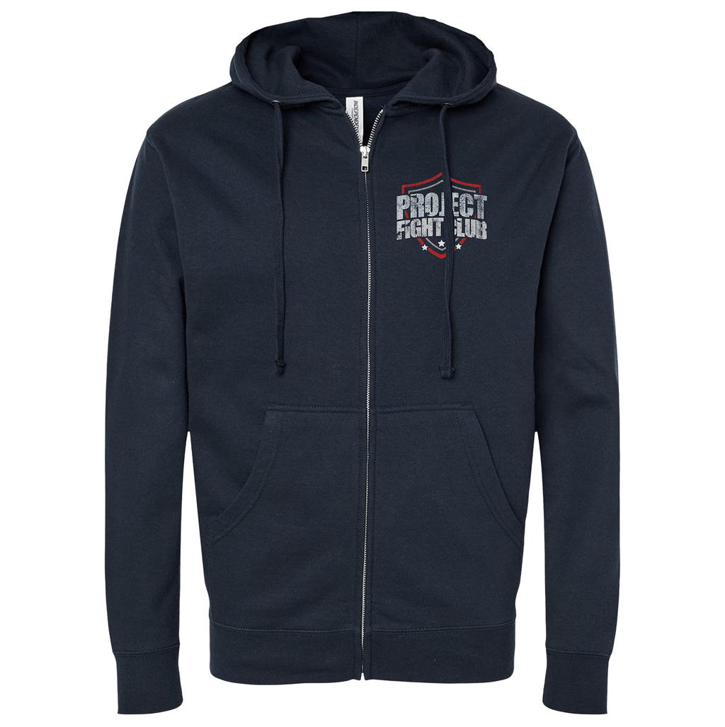 NAVY MIDWEIGHT ZIP HOODIE - HONOR FIREFIGHTERS & EMTs