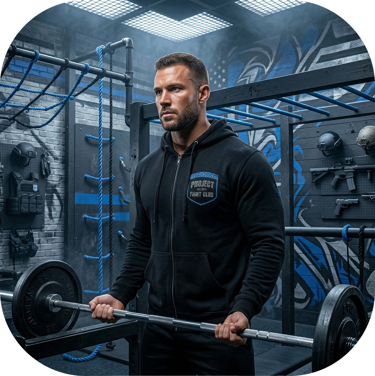 BLACK MIDWEIGHT ZIP HOODIE - SUPPORT POLICE