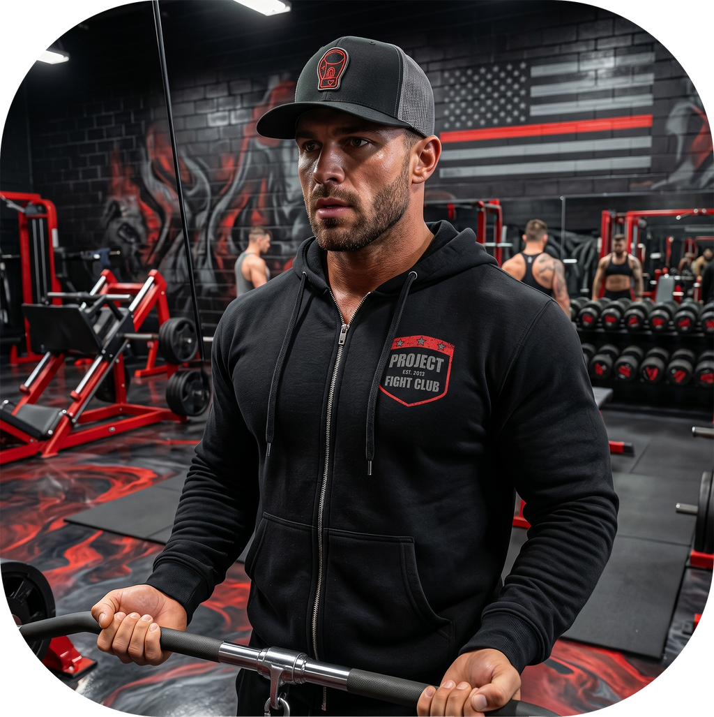 BLACK MIDWEIGHT ZIP HOODIE - HONOR FIREFIGHTERS & EMTs