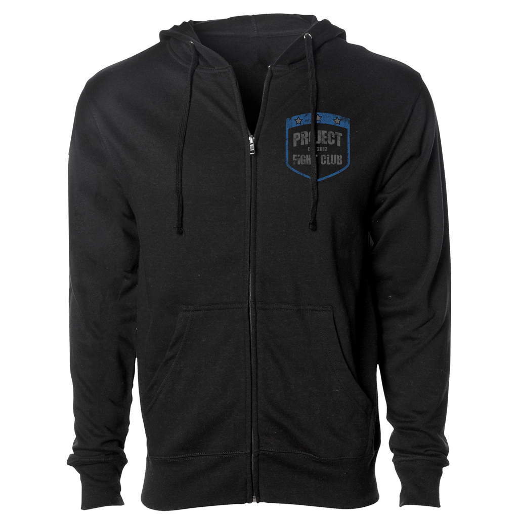 BLACK MIDWEIGHT ZIP HOODIE - SUPPORT POLICE