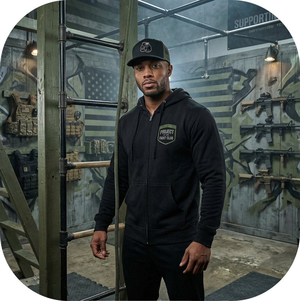 BLACK MIDWEIGHT ZIP HOODIE - HONOR SOLDIERS & VETERANS