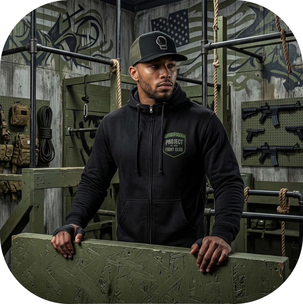 BLACK MIDWEIGHT ZIP HOODIE - HONOR SOLDIERS & VETERANS
