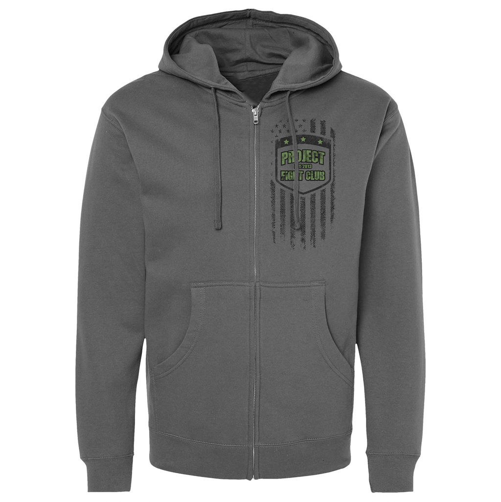 CHARCOAL MIDWEIGHT ZIP HOODIE - HONOR SOLDIERS & VETERANS