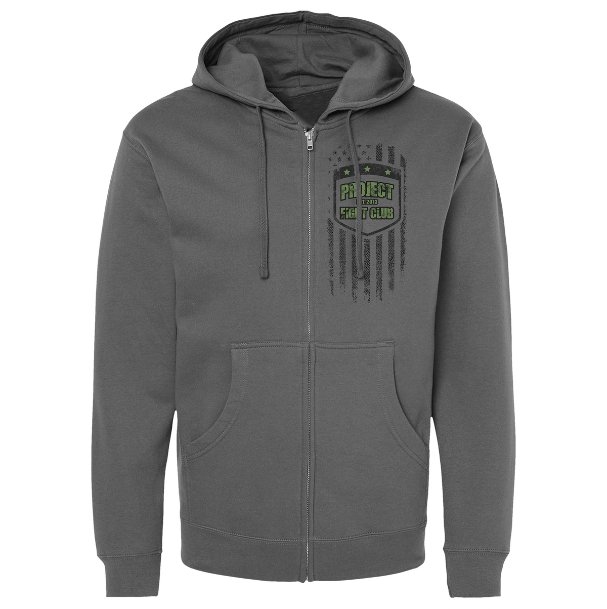 CHARCOAL MIDWEIGHT ZIP HOODIE - HONOR SOLDIERS & VETERANS