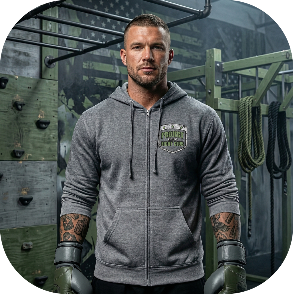 GUNMETAL MIDWEIGHT ZIP HOODIE - HONOR SOLDIERS & VETERANS