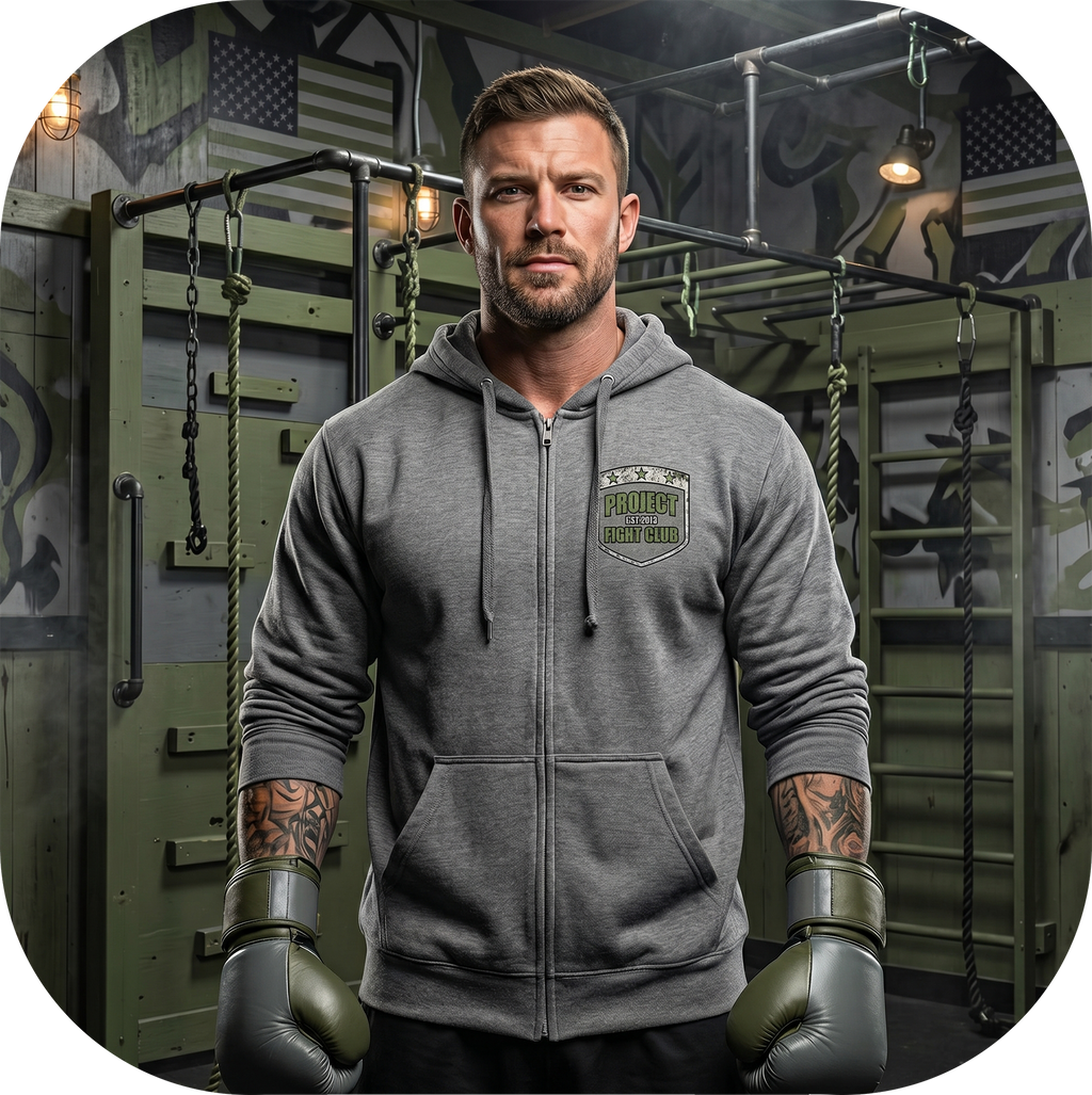 GUNMETAL MIDWEIGHT ZIP HOODIE - HONOR SOLDIERS & VETERANS