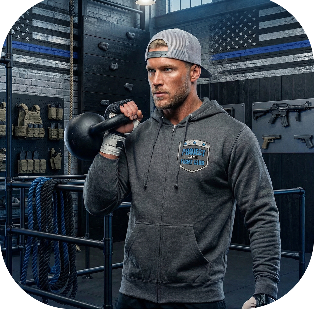 GUNMETAL MIDWEIGHT ZIP HOODIE #2 - SUPPORT POLICE
