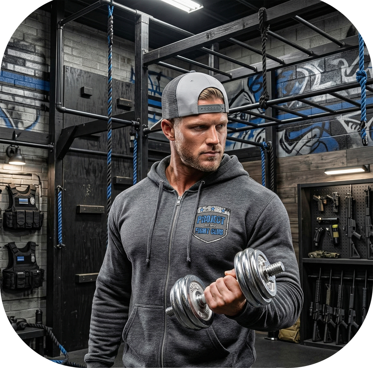 GUNMETAL MIDWEIGHT ZIP HOODIE #2 - SUPPORT POLICE