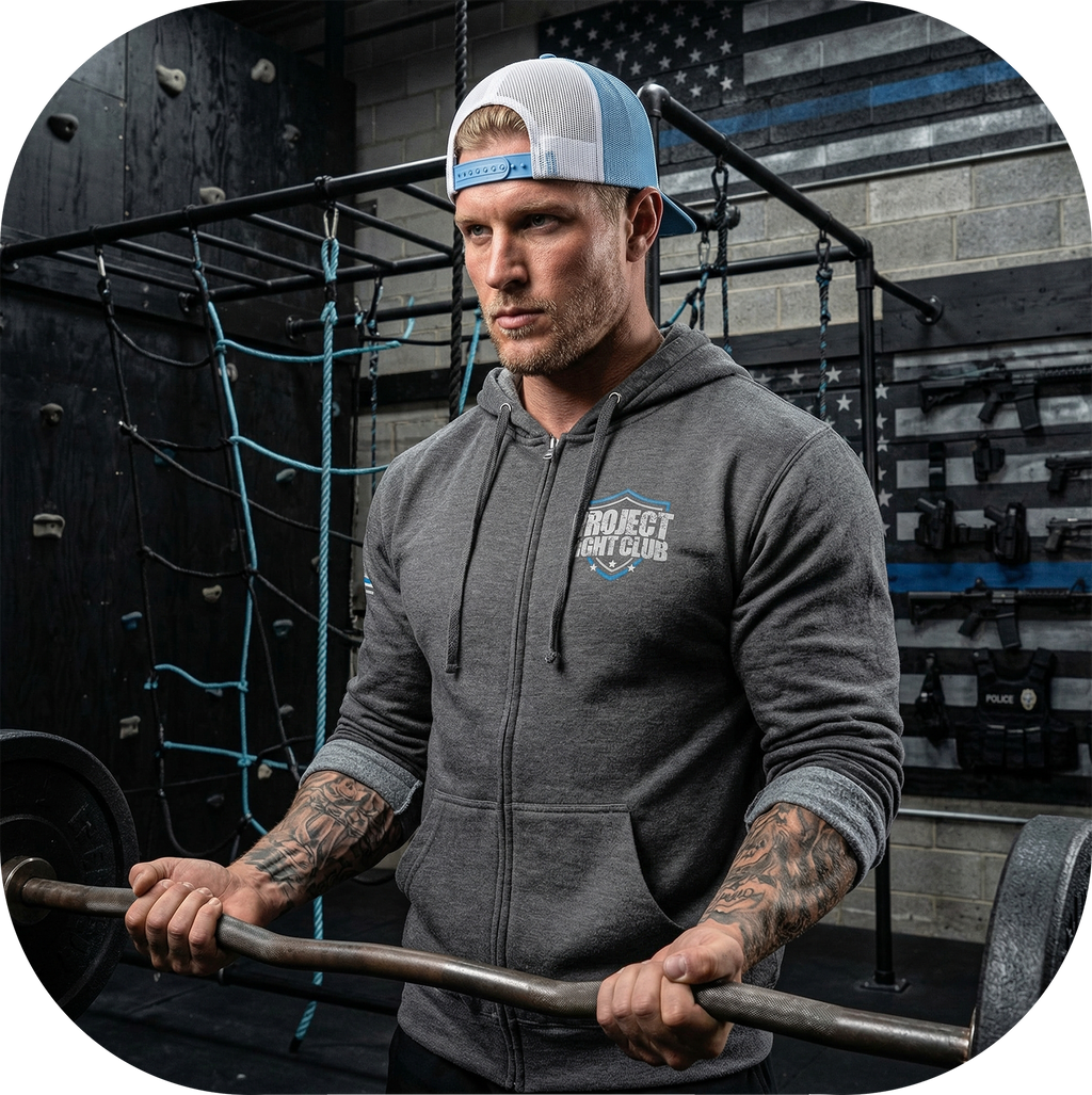 GUNMETAL MIDWEIGHT ZIP HOODIE - SUPPORT POLICE