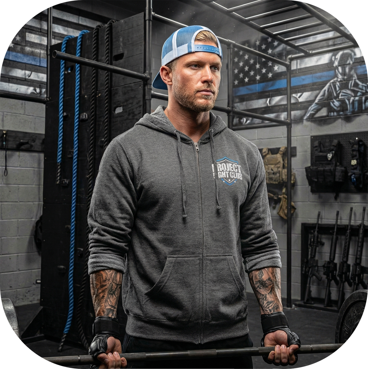 GUNMETAL MIDWEIGHT ZIP HOODIE - SUPPORT POLICE