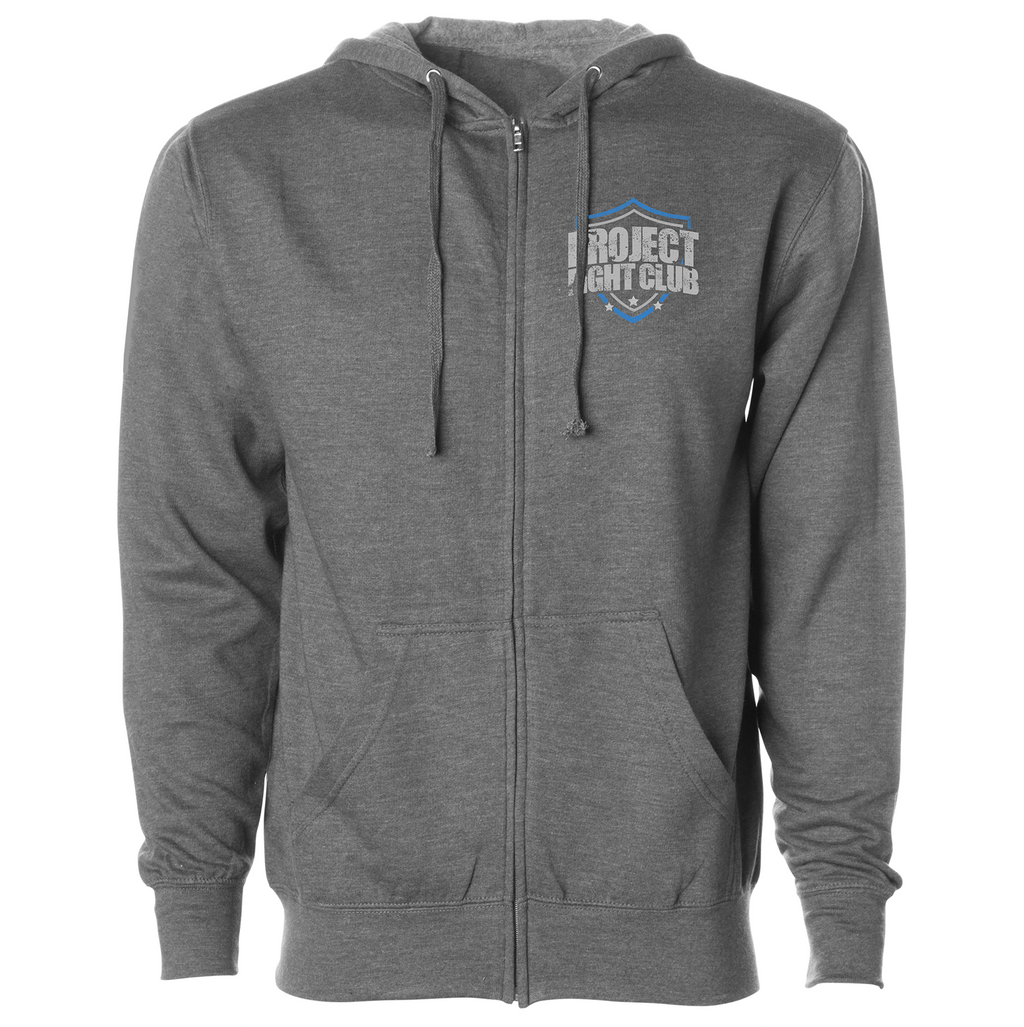 GUNMETAL MIDWEIGHT ZIP HOODIE - SUPPORT POLICE