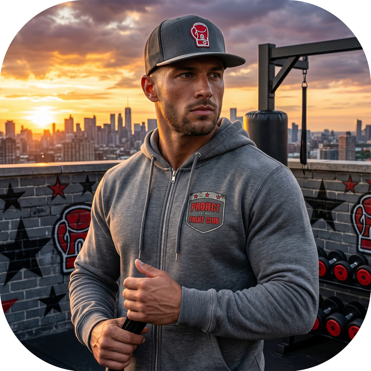GUNMETAL MIDWEIGHT ZIP HOODIE - HONOR FIREFIGHTERS & EMTs