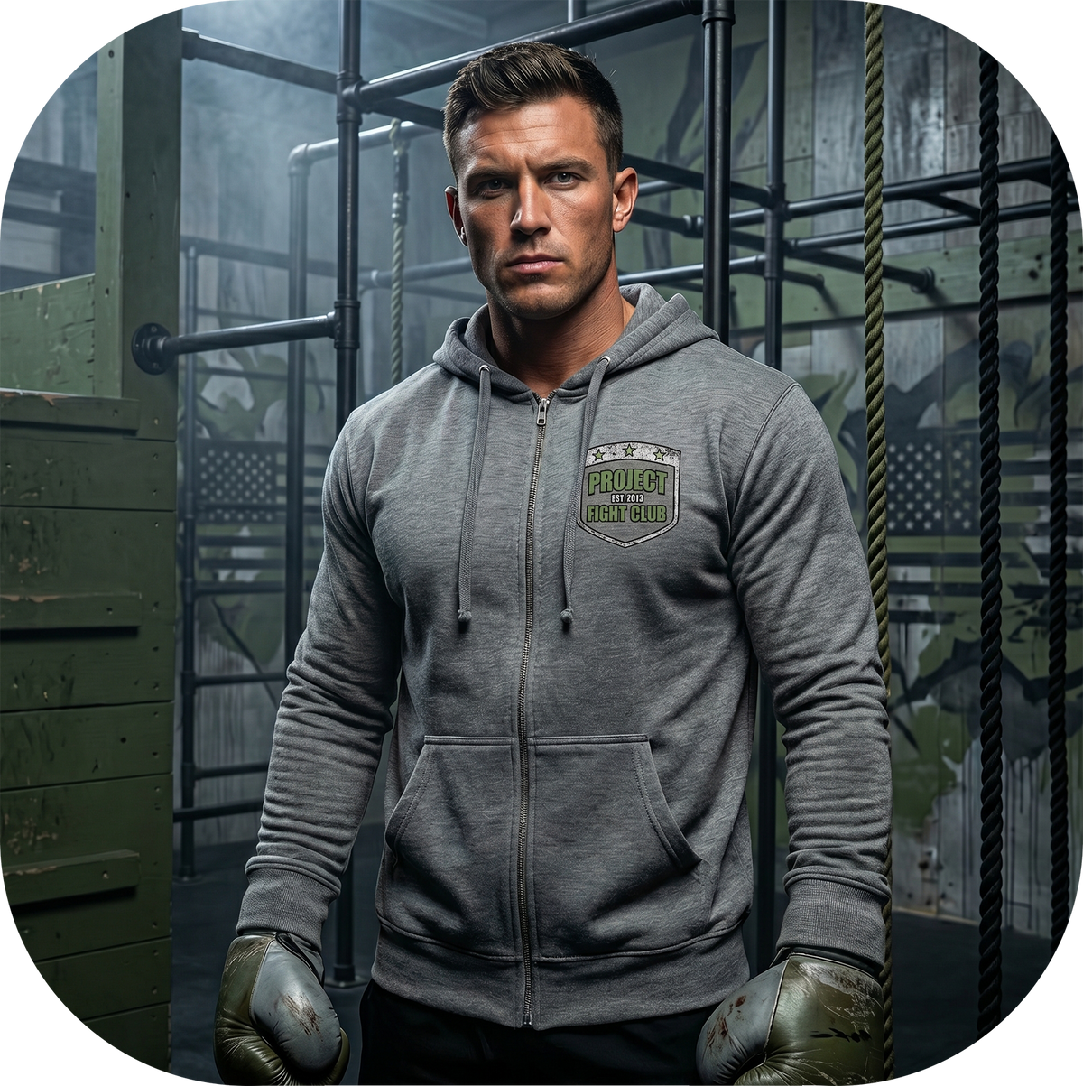 GUNMETAL MIDWEIGHT ZIP HOODIE - HONOR SOLDIERS & VETERANS