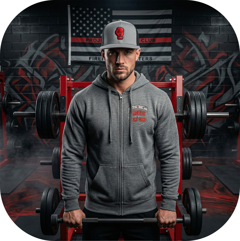 GUNMETAL MIDWEIGHT ZIP HOODIE - HONOR FIREFIGHTERS & EMTs