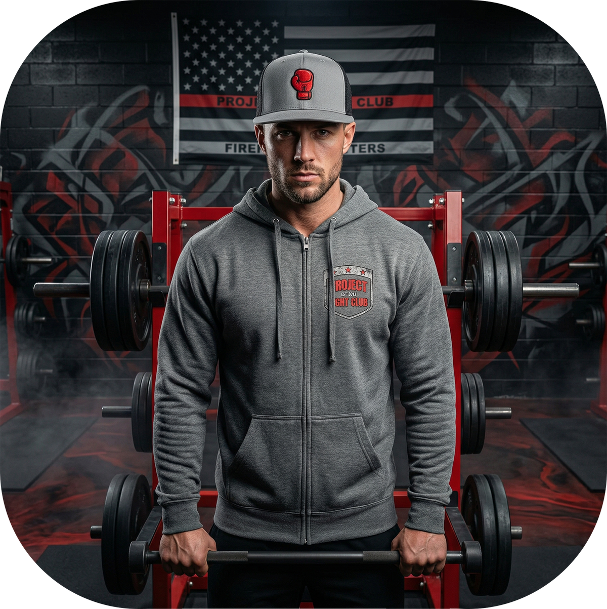 GUNMETAL MIDWEIGHT ZIP HOODIE - HONOR FIREFIGHTERS & EMTs