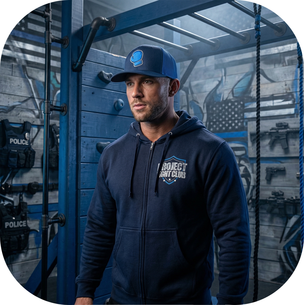 NAVY MIDWEIGHT ZIP HOODIE - SUPPORT POLICE