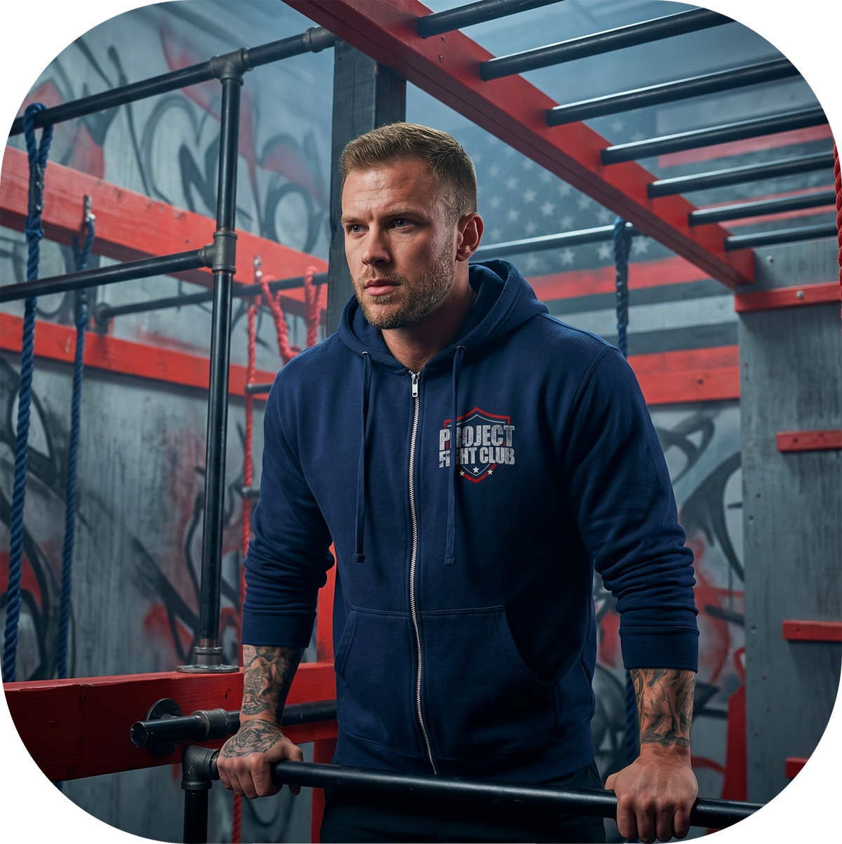 NAVY MIDWEIGHT ZIP HOODIE - HONOR FIREFIGHTERS & EMTs