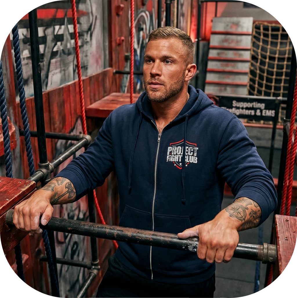 NAVY MIDWEIGHT ZIP HOODIE - HONOR FIREFIGHTERS & EMTs