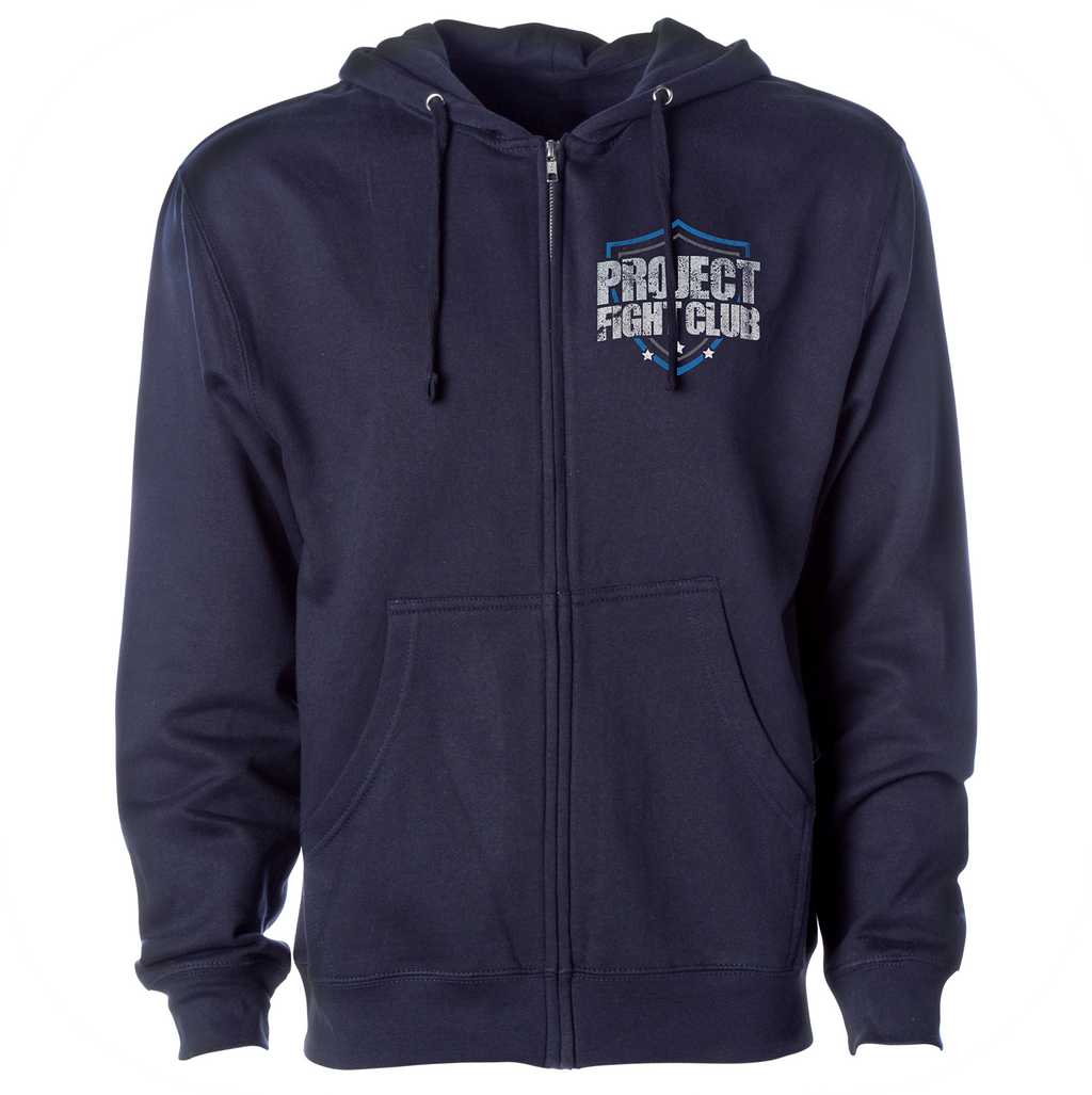 NAVY MIDWEIGHT ZIP HOODIE - SUPPORT POLICE