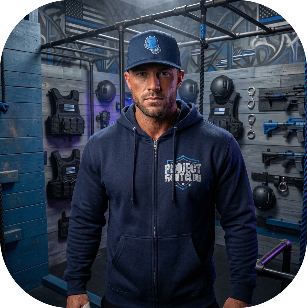 NAVY MIDWEIGHT ZIP HOODIE - SUPPORT POLICE
