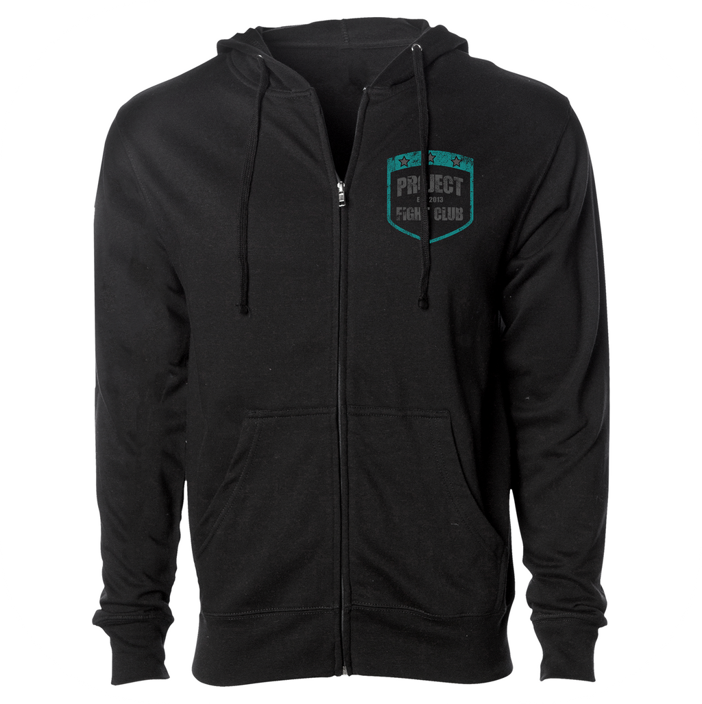 BLACK MIDWEIGHT ZIP HOODIE - FIGHT ADDICTION