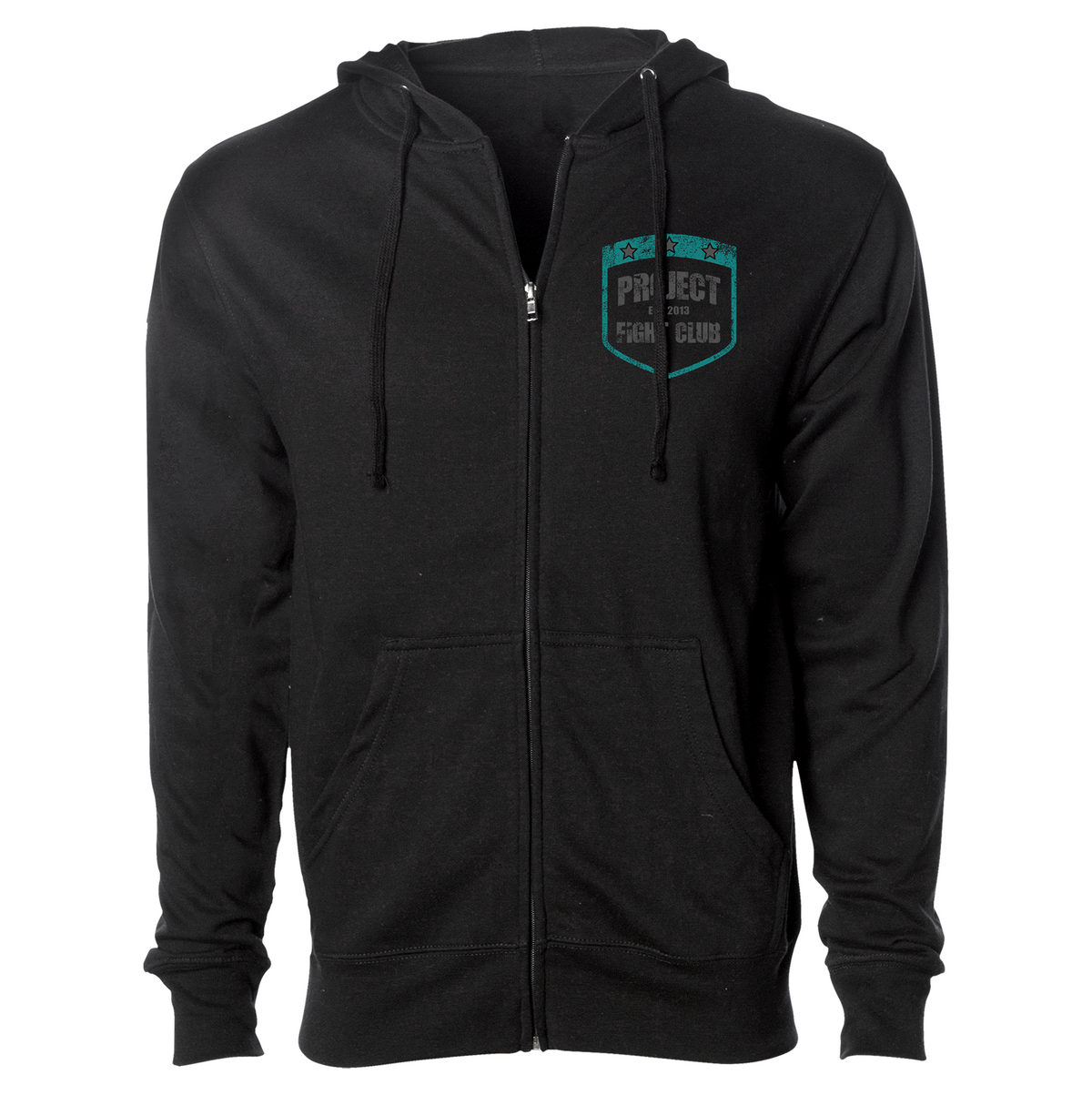 BLACK MIDWEIGHT ZIP HOODIE - FIGHT ADDICTION