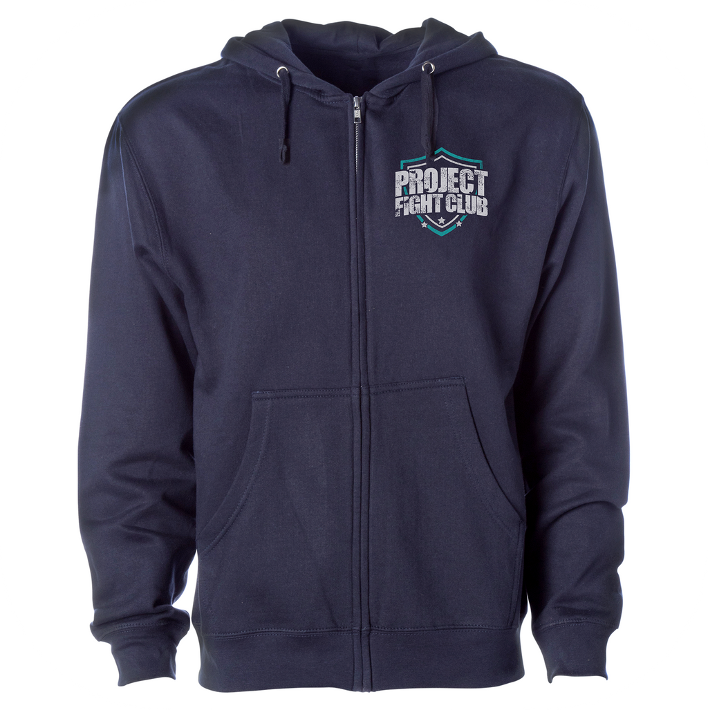 NAVY MIDWEIGHT ZIP HOODIE - FIGHT ADDICTION