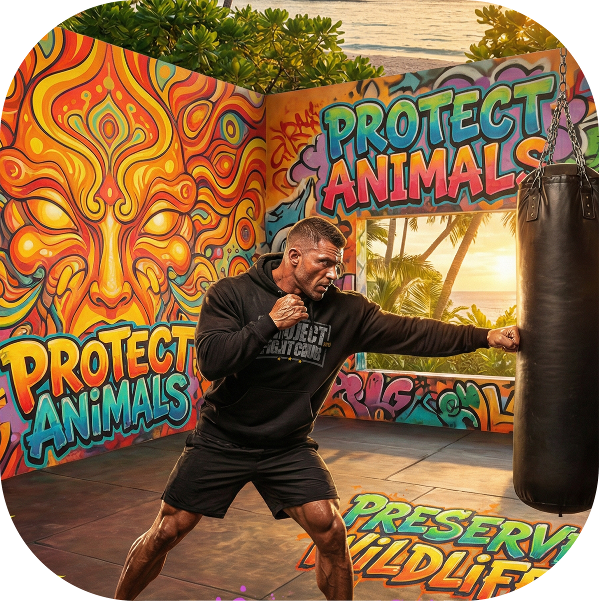 BLACK MIDWEIGHT HOODIE - PROTECT ANIMALS & WILDLIFE